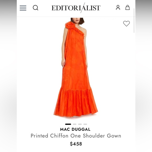 Mac Duggal Women's Printed Chiffon One Shoulder Rose Ruffle Gown - Picture 4 of 7